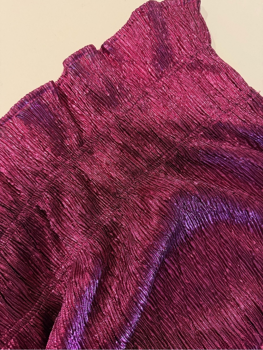 NWT One-Shoulder Fuchsia Crinkle Blouse - Women Tops - Picture 6 of 8